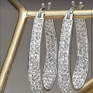 Brand new, Silver tone Swarovski Crystal hoop earrings